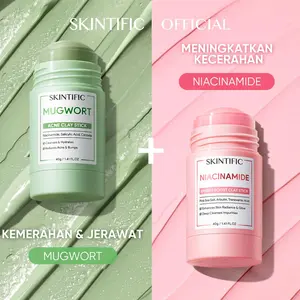 【sarwendh only】SKINTIFIC Clay Mask 2PCS Mugwort Clay Mask + Alaska Volcano  wajah masker Salicylic acid niacinamide black head kotoran komedo  blackhead