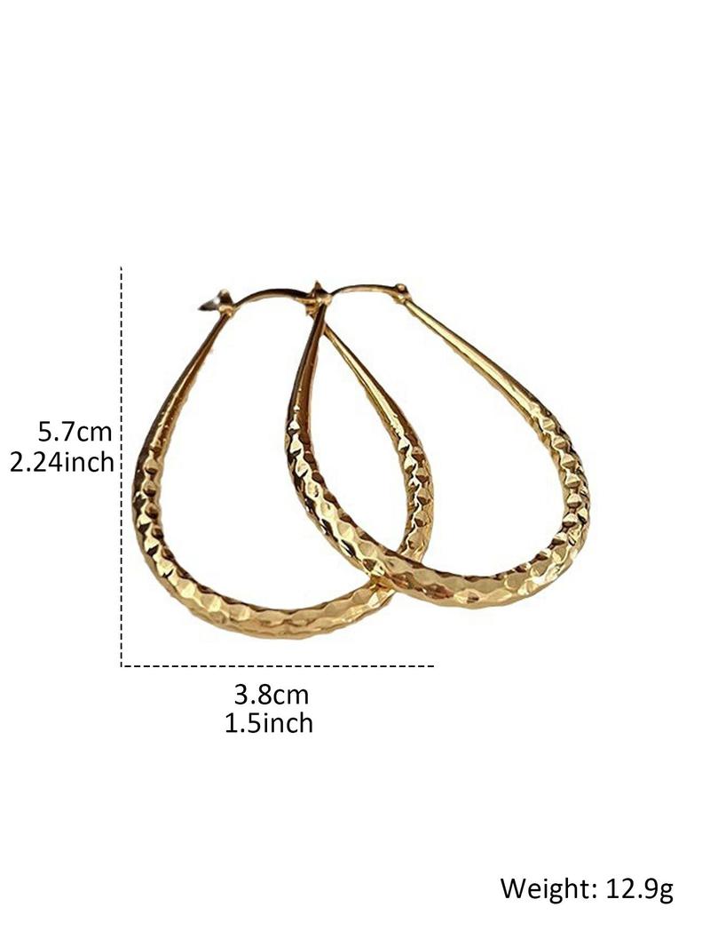 Product Introduction of Women's Elegant Texture Metal Design Hoop Earrings, Exquisite Trendy Hoop Earrings, Gorgeous Jewelry As Birthday Gift for Girlfriend 6