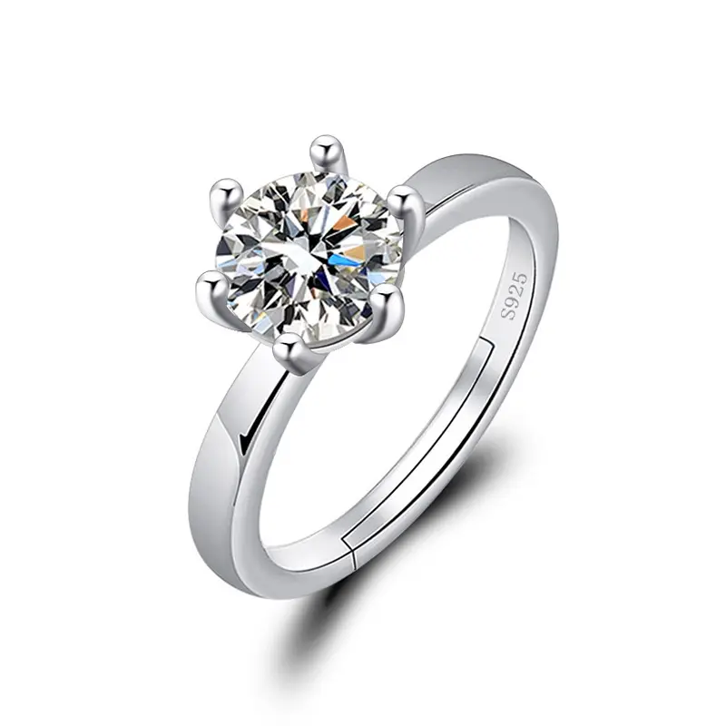 Nhẫn Đồng, Kim Cương Giả, Zircon Lấp Lánh, Dành Cho Nữ, Mạ Bạch Kim, Mở Có Thể Điều Chỉnh Nhẫn Ngón Tay