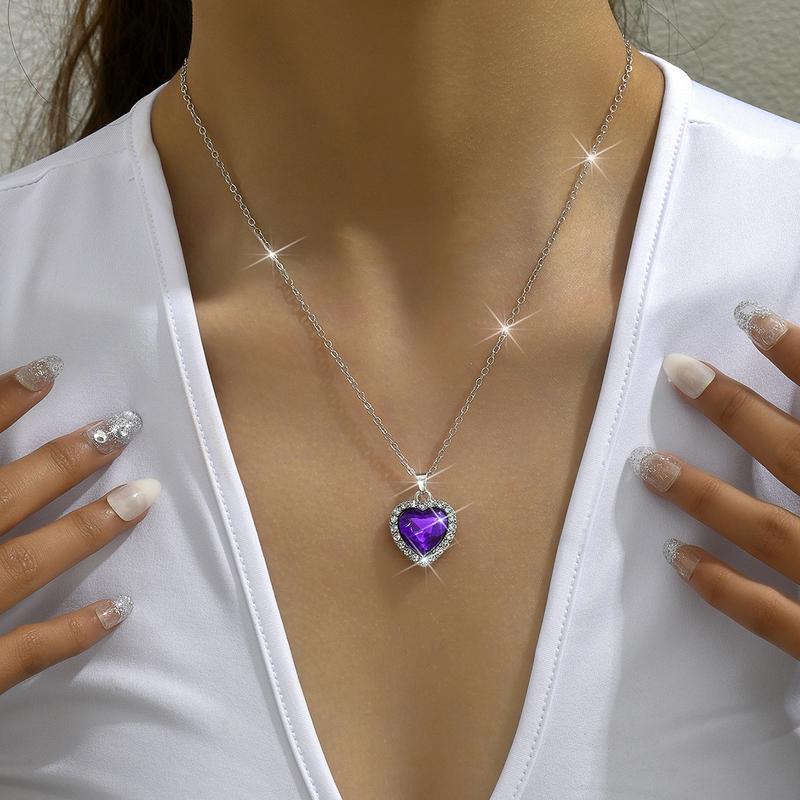 Product Introduction of Fashion Wholesale Heart-Shaped Pendant Necklace Full of Diamonds Cross-Border Best Seller in Europe and America 22