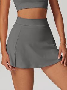 Sporty Women's 2-IN-1 High Waist Split Thigh Sports Skorts, Breathable Comfortable Tennis Skorts, Ladies Sportswear for Indoor Outdoor Wear