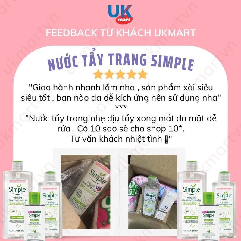 Product Introduction of Nước tẩy trang Simple Kind To Kind Micellar Cleansing Water cho da nhạy cảm - Tẩy trang Simple 75