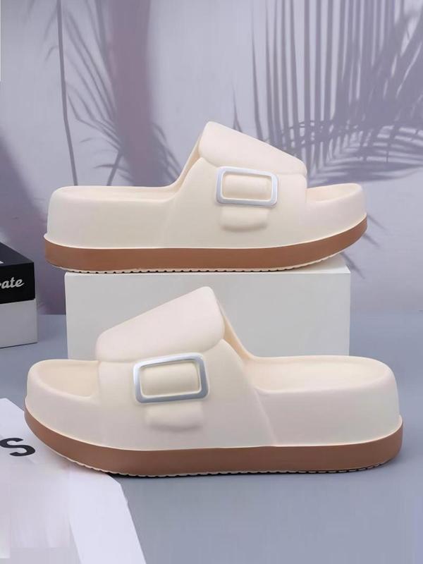Women's Colorblock Platform Slides, Casual Comfortable Soft Sole Slippers for Indoor Outdoor Wear, Non-slip Slippers for Summer Beach, Walking Shoes 1