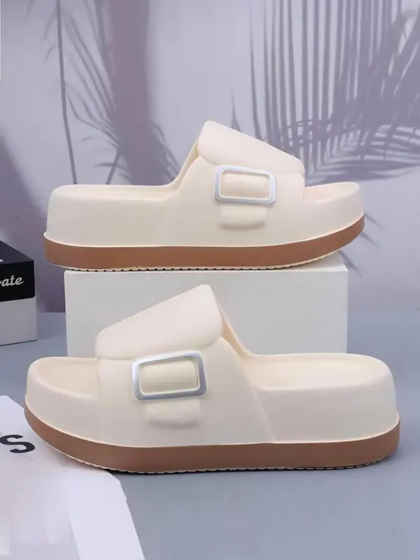 Women's Colorblock Platform Slides, Casual Comfortable Soft Sole Slippers for Indoor Outdoor Wear, Non-slip Slippers for Summer Beach, Walking Shoes 1