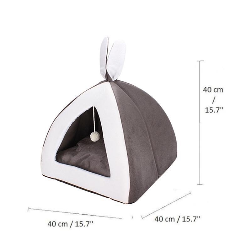 Product Introduction of Removable cat bed self-insulation, suitable for indoor cat collapsible dog house, puppy cage recliner with mattress gray 13