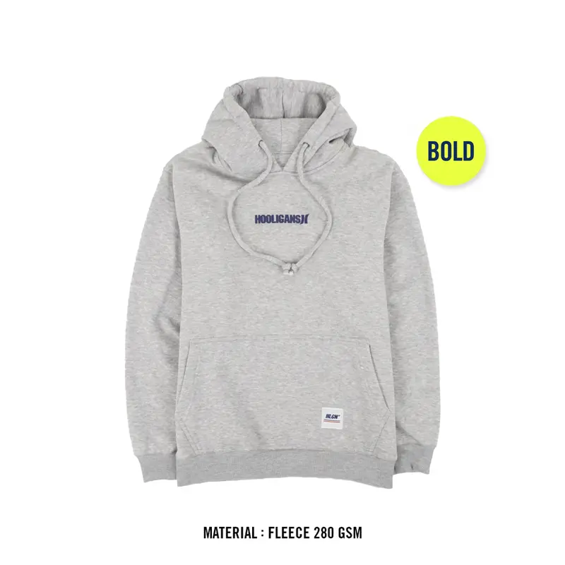 HOOLIGANS Hoodie Bold Speziale Misty Fleece Abu Pria Nyaman