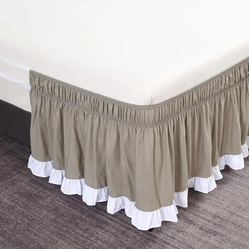 Solid Color Ruffle Trim Bed Skirt, 1 Count Soft Comfortable Bed Skirt, Adjustable Bedding for Home Bedroom & Hotel Decoration 5