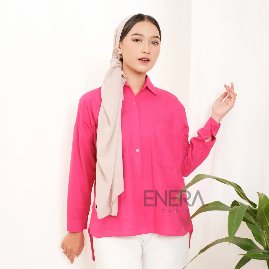 KEMEJA LINEN OVERSIZE [EneraBasic] Original Panjang Wanita