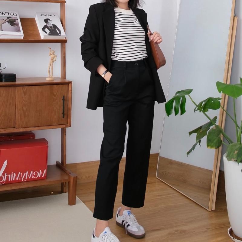 Quần kaki ống suông basic 90cm Pants Nữ Women 1
