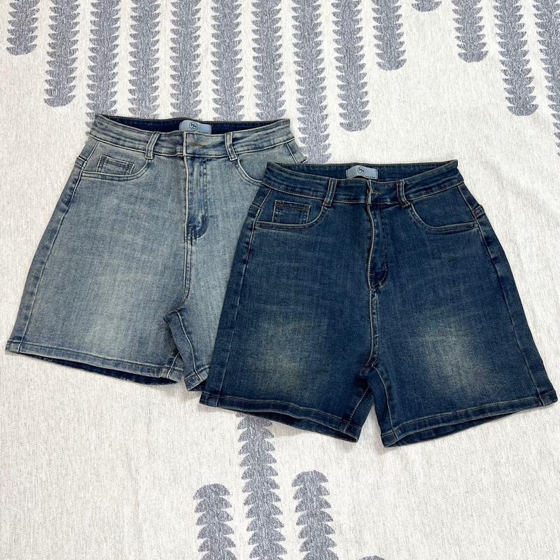 BigSize [CO GIÃN] BG02 Quần Short Jean Nữ , Cạp Cao , Trơn Đơn Giản , Hai Màu Nhạt Đậm Women Pants quần  jeannữ quần bigsize