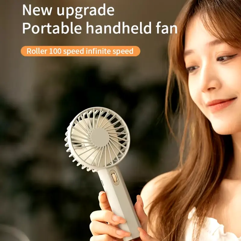 AVVIC DQ238 Kipas Angin Mini High Speed Handheld Fan Portable Rechargeable with Phone Stand Green White 4