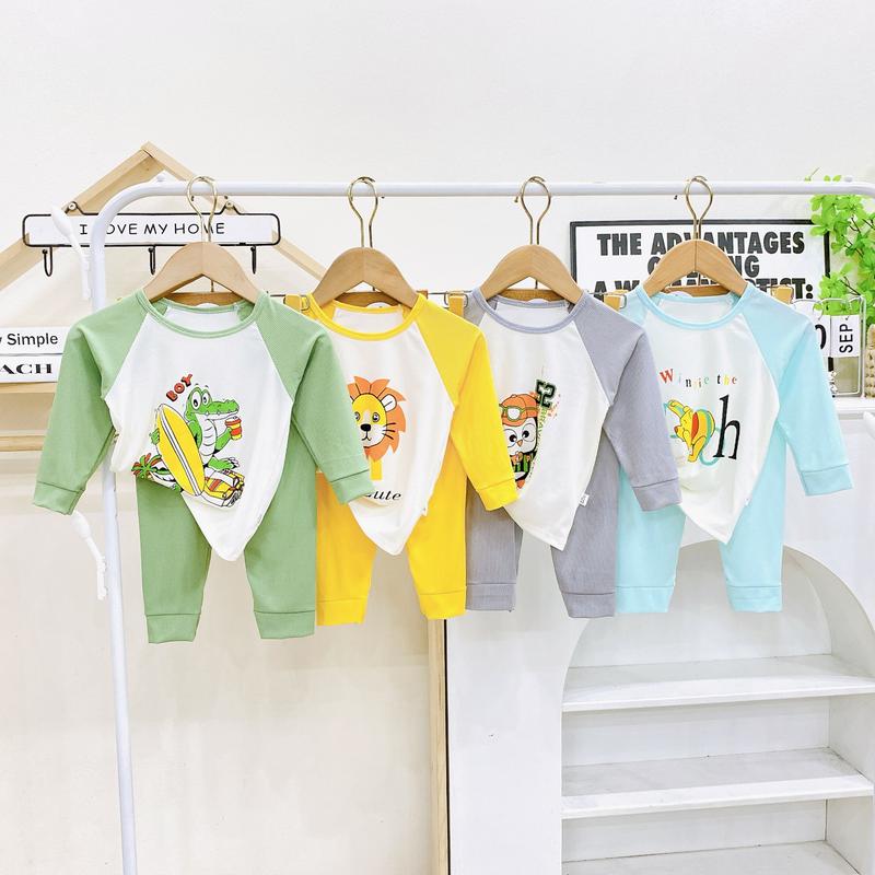 Combo 5 bộ ( tặng thêm 1 bộ là 6 bộ ) bộ quần áo tăm lạnh dài tay cho bé 5-15kg 5