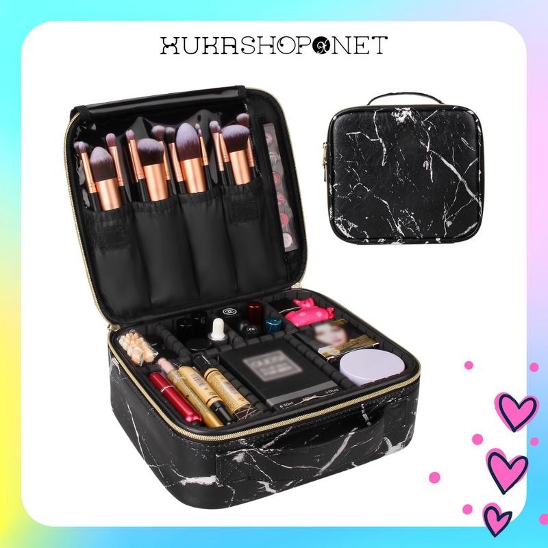 Cốp da mini Cốp đựng đồ trang điểm mini da vân đen tiện lợi sang trọng và nhỏ gọn 26*23*12cm