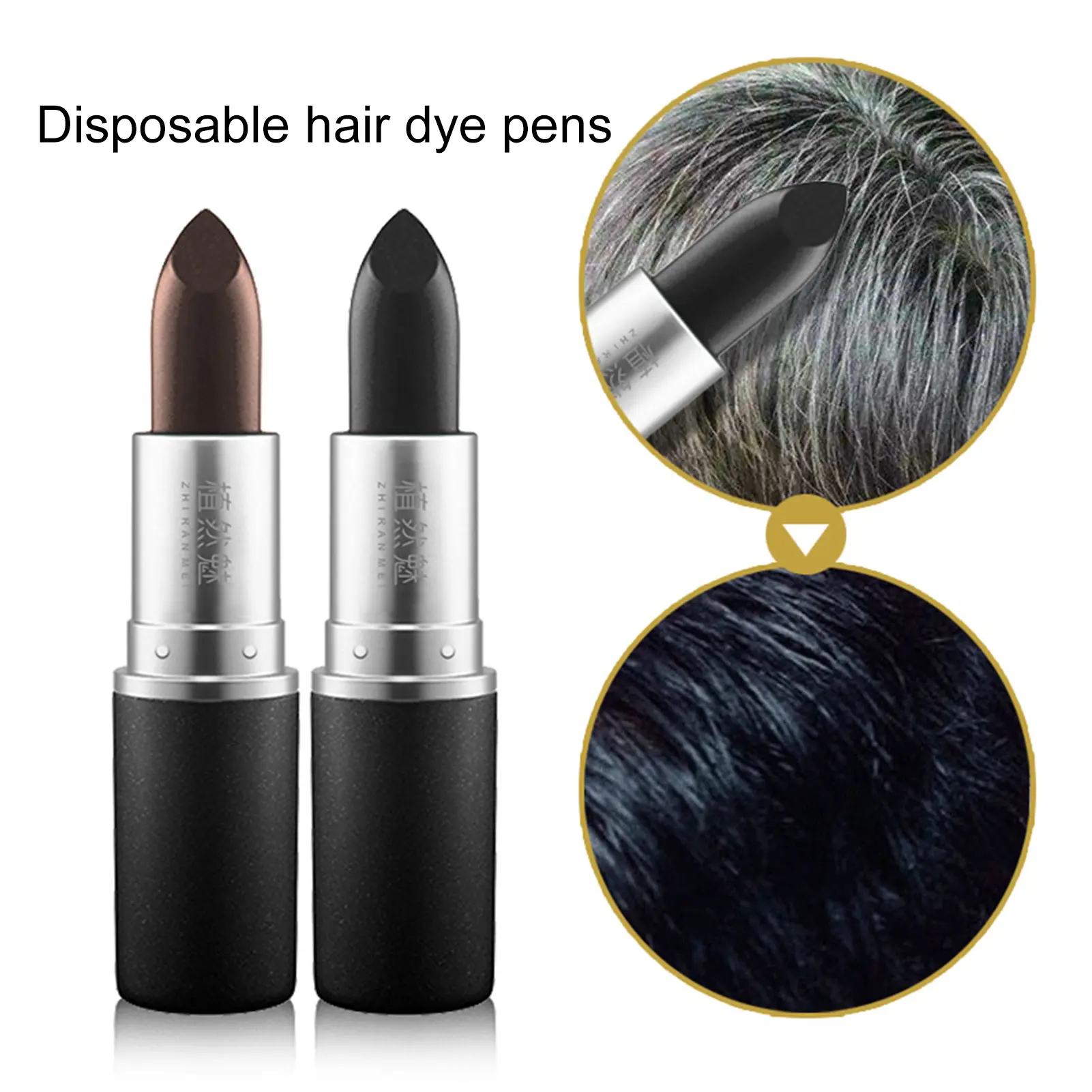 4.8 Hair Color Stick Long Lasting Fast Staining Washable High Saturation Cover Gray Hair Lipstick Shape Disposable Hair Dye Pen Home Supply
