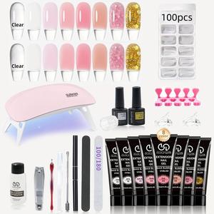 Long-lasting Poly Nail Gel Kit with Uv Lamp, 1 Set Gel Extension Nail Kit with Slip Solution, Base Coat Top Coat, Nail Growth Oil, Polygel Nail Kit, Nails Manicure, Nail Extensions