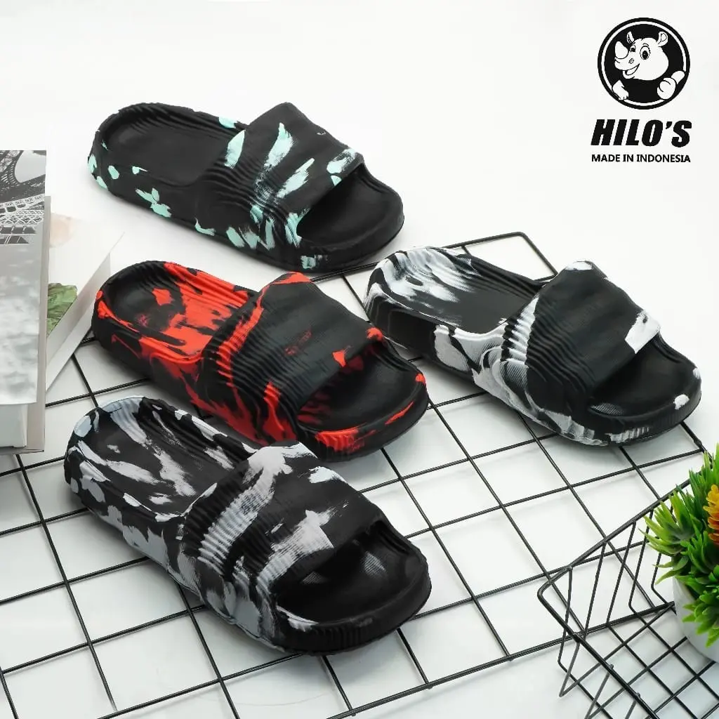 Sandal Slop Pria Motif Abstrak Fit Anti Slip
