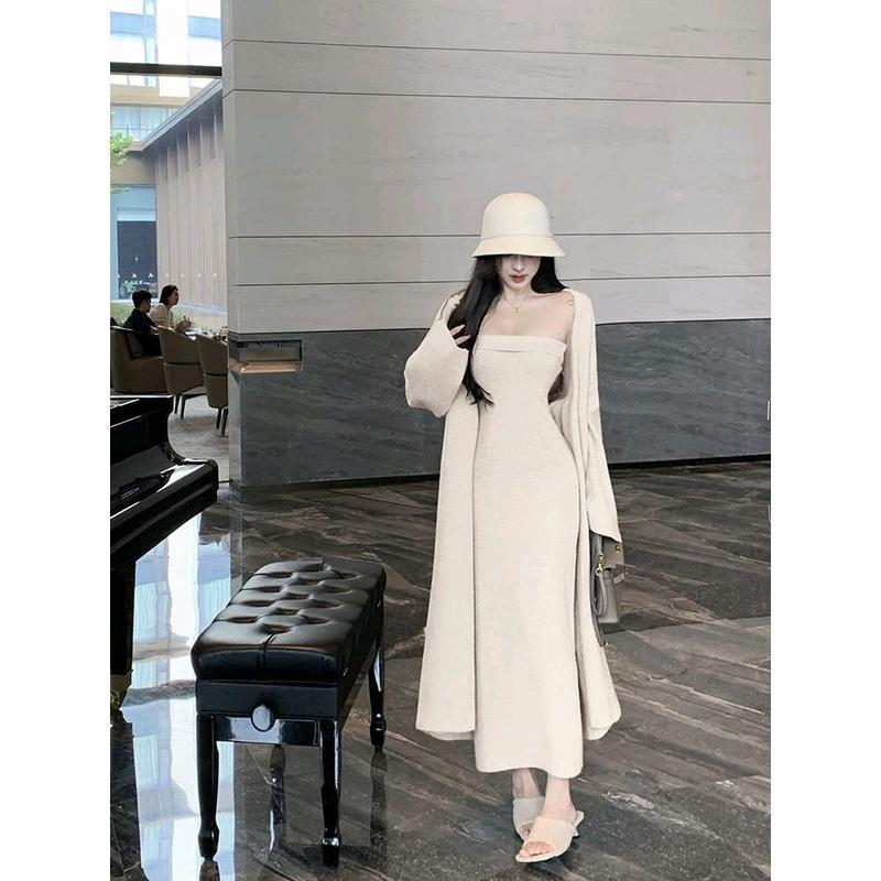 Đồ Đông Nữ Sang Chảnh Hàng QC Cao Cấp Áo Choàng Dài + Váy Body Cup Ngực Dài - Hàng Chất Lượng Cao Cho Nữ - Women