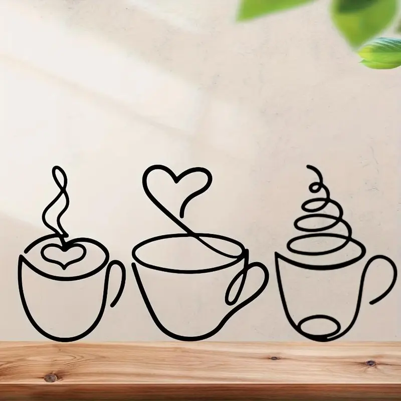 Coffee Cup Metal-Wall Art Set, Stylish Wall Hanging Decor for Kitchen and Home, Multipurpose, No Text, Easy Mounting, Poster 4