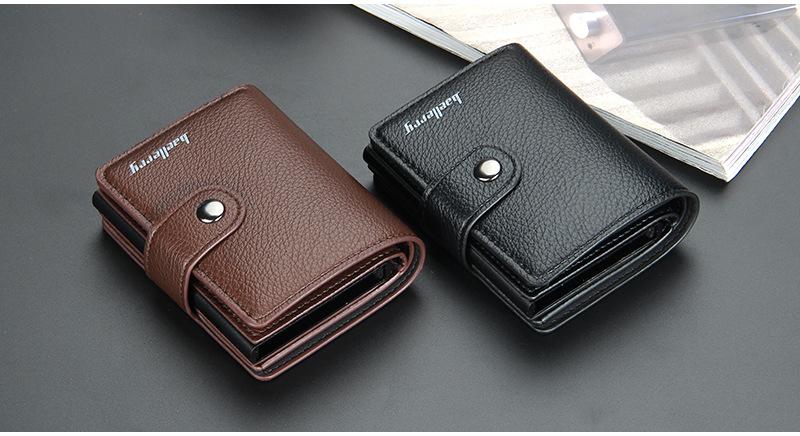 Product Introduction of Men's Card Holder in European and American Style with Lychee Pattern, Automatic Pop-up Card Type Clasp Wallet, Metal Aluminum Box Card Sleeve 15