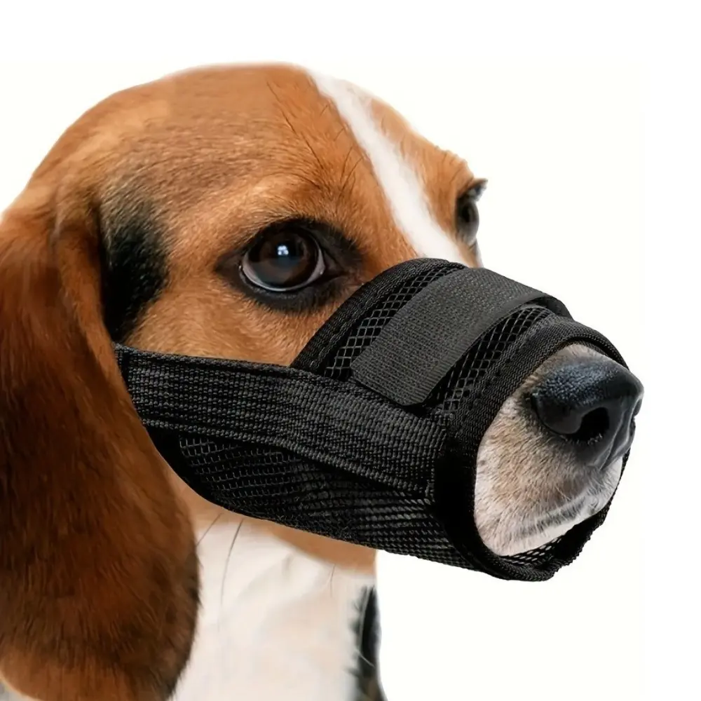onmini Portable Adjustable Dog Muzzle Breathable Allows Drinking Puppy Mouth Cover Front Opening Design Prevents Biting Mesh Pet Muzzles for Large Medium Small Dogs