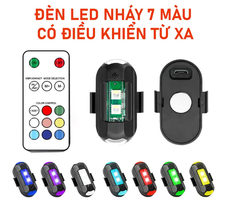 Đèn LED nháy 7 màu có điều khiển từ xa gắn trang trí xe máy, xe đạp, flycam... Sports Gắn Xe Đạp  Nam 0
