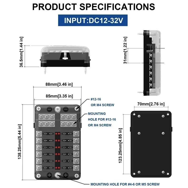 Product Introduction of 6/12 Way Blade Fuse 12-24V Car Boat Fuse Box Holder with Plastic Cover for Power Panel Board Camper RV Accessorie 9