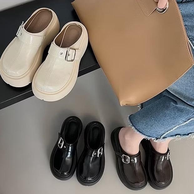 (Chuẩn Size) Sục nữ đế bằng 6 phân Dép lười thời trang đế dày mũi tròn size 35-39 Đế Bằng sục lông giày