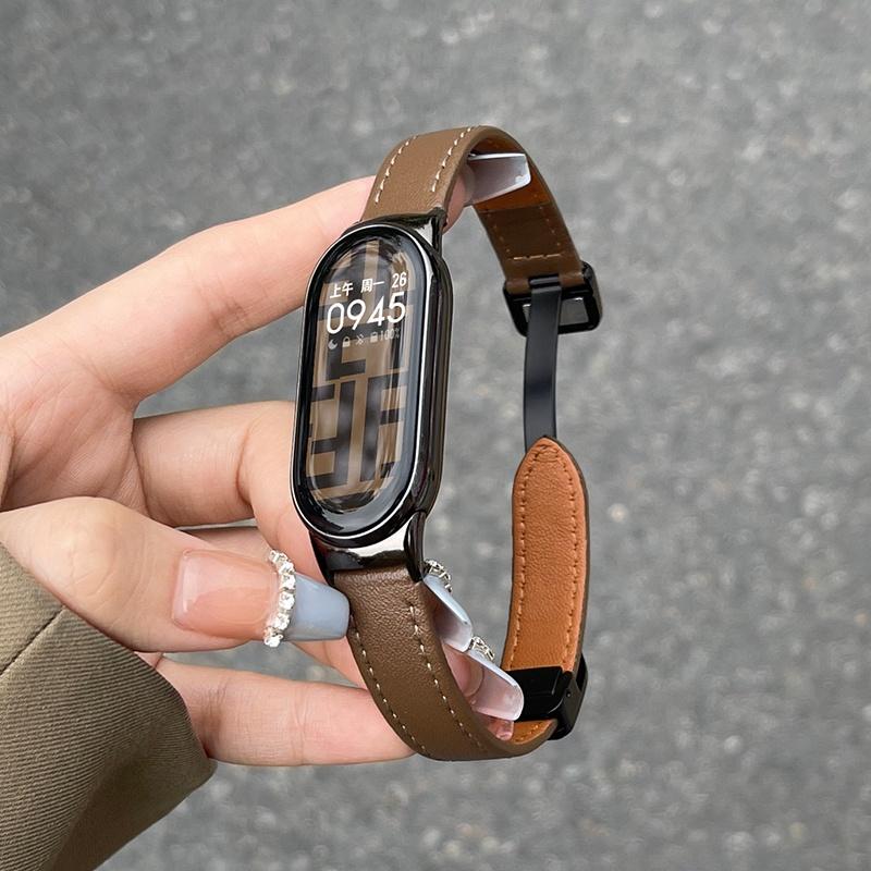 Dây Da, Dành Cho Xiaomi Band 9 8 7 6 5 4 3, Khóa Từ Tính, Thay Thế Dây Đeo Cổ Tay Đồng Hồ Thông Minh, Mi Band 56, Miband 8 7, Phụ Kiện