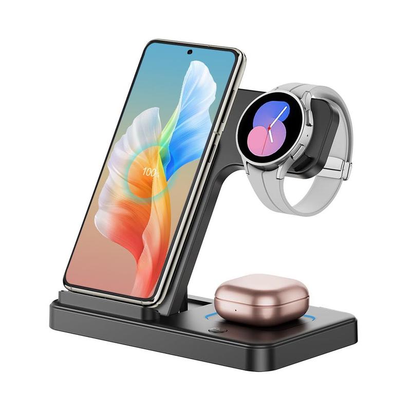 3 in 1 Wireless Charger, Foldable Charging Stand, Multifunctional Charging Station for Samsung Galaxy Phone Watch Earphone 0