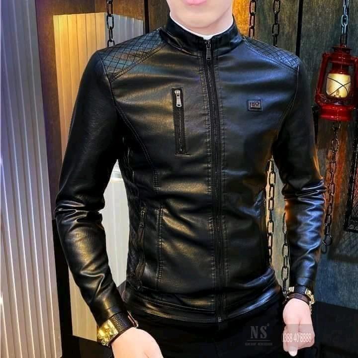 áo da nam cao cấp Menswear Tay Dài Nhung áo khoác áo dạ lót lông cừu aochong nang Dài Tay Jacket