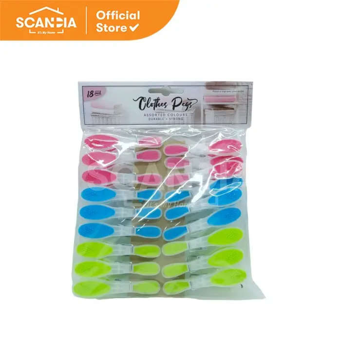 SCANDIA Penjepit Pakaian Clothes Pegs Soft Grip 18 Pack (BL0881)
