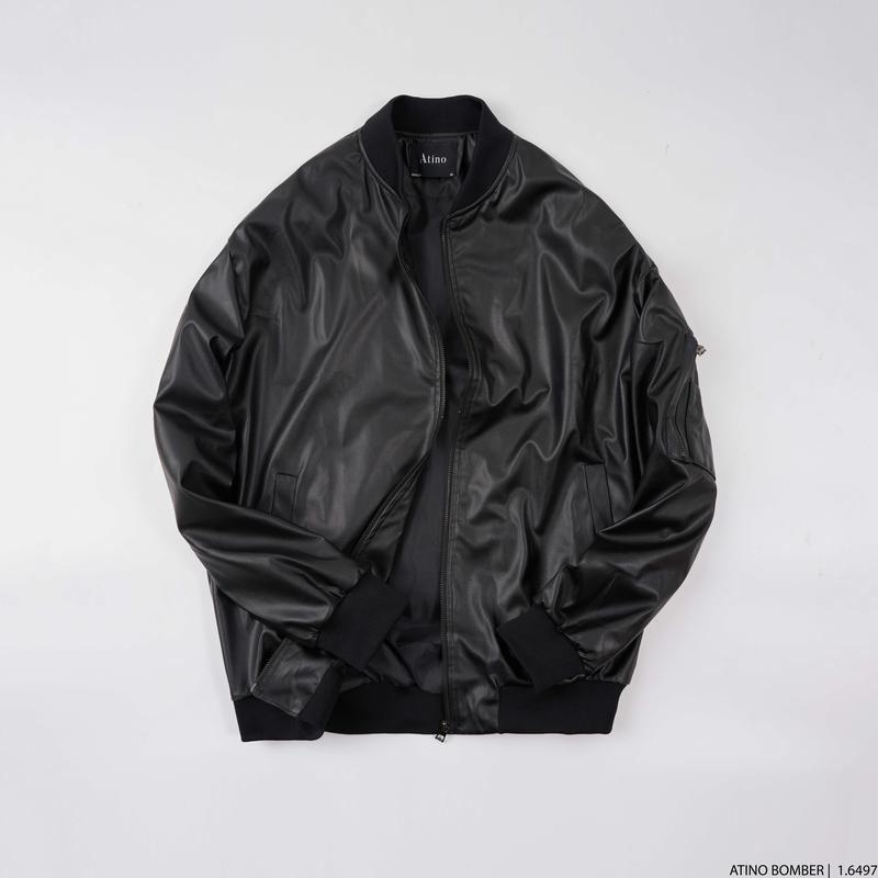 Áo Khoác Bomber Túi Hộp ATINO Chất Da PU 1.6497 VN