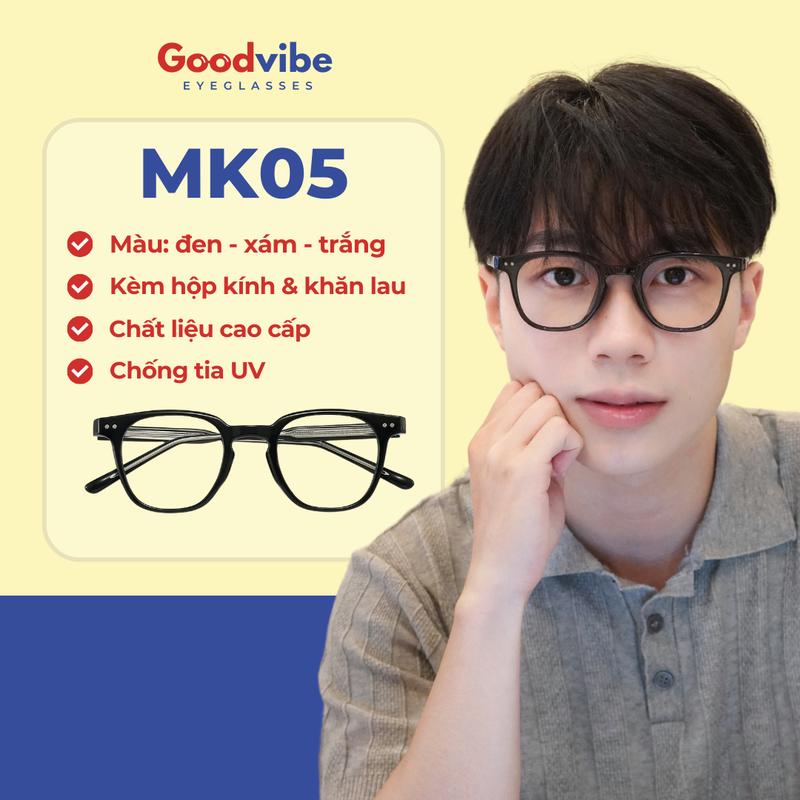 Gọng kính cận nam mắt vuông nhựa kim loại thời trang cao cấp, phong cách trẻ trung chống tia UV MK05