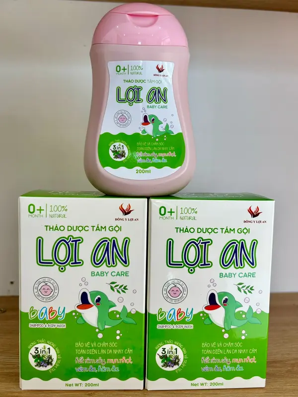Sữa Tắm Gội Thảo Dược Lợi An Cho Bé Chính Hãng 200 ml - Hỗ trợ rôm sảy, mẫn ngứa, lông măng, vảy da đầu... nuoctam thaoduoc 7