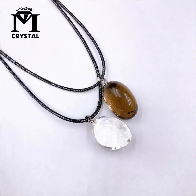 2025 High Quality Real Crystal Mineral Stone Natural Clear Smoky Quartz Pendant Necklace Choker Men Women Reiki Healing Gift Hot Sale