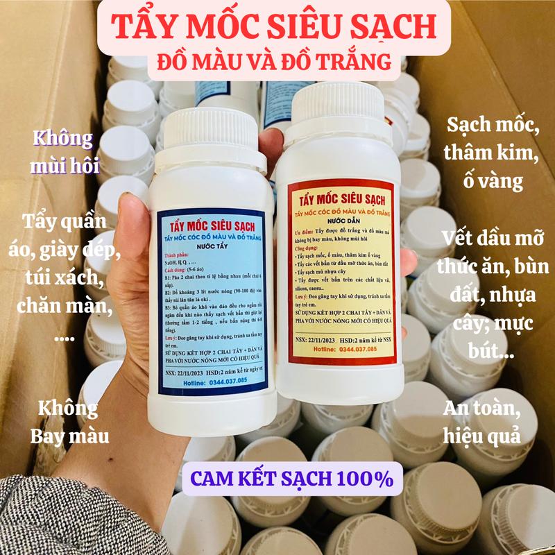 Nước Tây Mốc Thâm Kim Quần Áo Màu Và Trắng, Tẩy Sạch Vết Ố Vàng Dầu Mỡ Thức Ăn Bùn Đất Nhựa Cây Làm Sạch tẩymốc