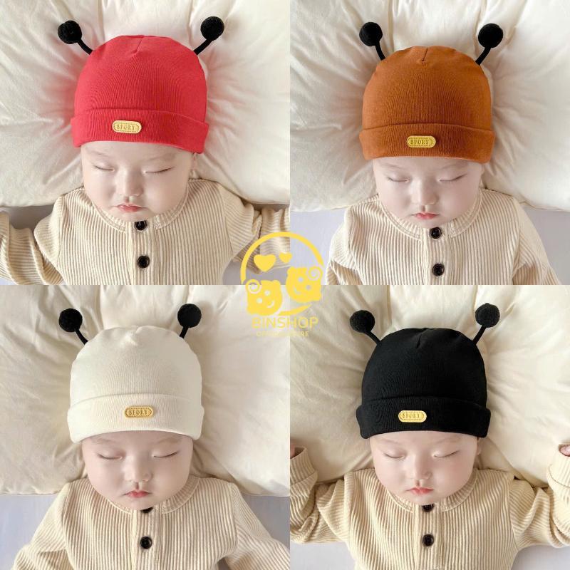 Mũ Cotton tai ong cho bé 2 lớp đáng yêu cho bé, Mũ sơ sinh cho bé từ 0-12M