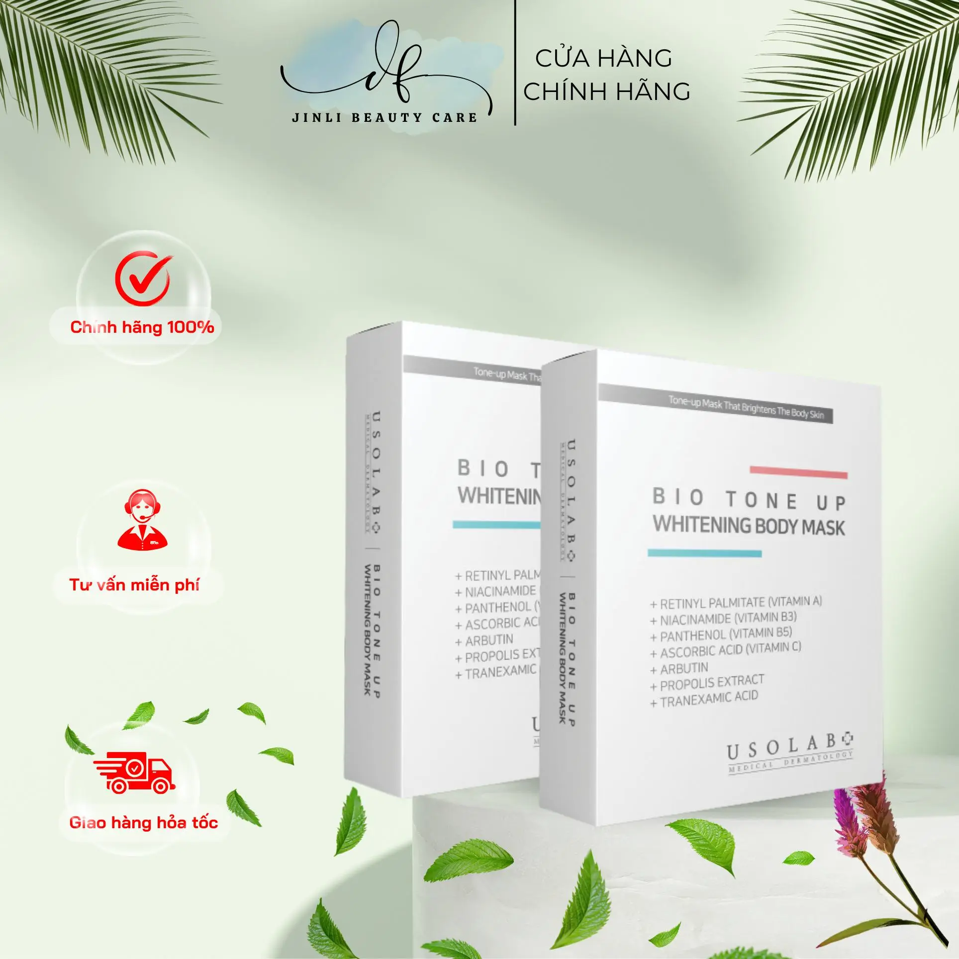 Kem ủ hỗ trợ kích trắng Usolab Bio Tone Up Whitening Body Mask - Hàng công ty
