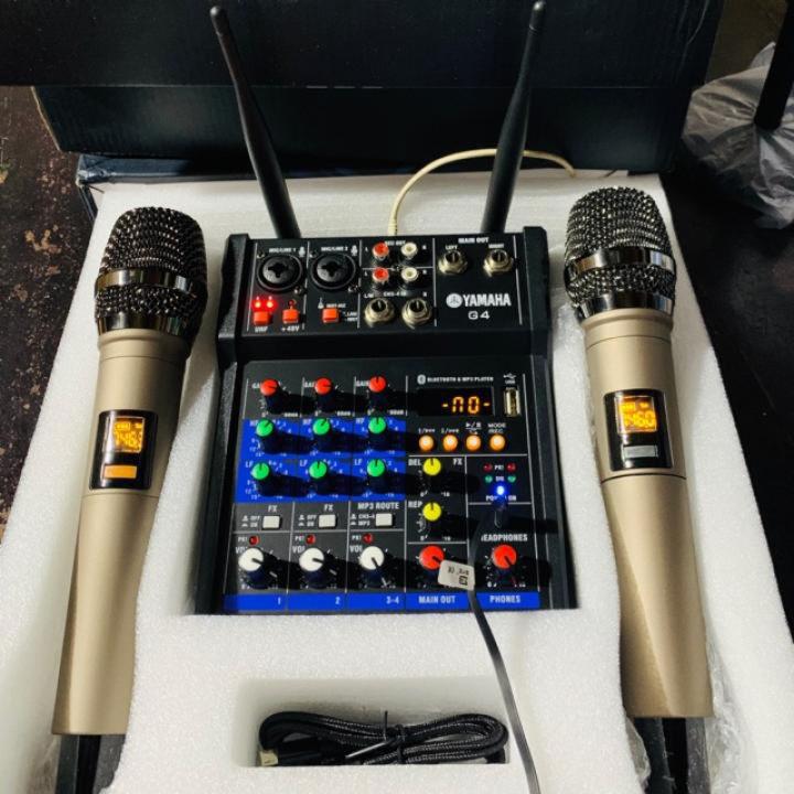 Mixer Yamaha G4 Bluetooth -Tặng KÈM 2 MICROKết nối USB 2.0 Bluetooth Dùng Cho Tất Cả Các Loại Công Suất ampli.Nhỏ Gọn Mini Chuyên Nghiệp.Kết Hợp Với Các Dòng Ampli Để Hát Karaoke Kem Nghe Nhạc