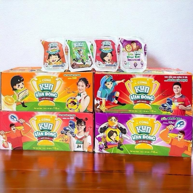 Thùng Sữa Lif Kun túi 110mlx 24 Gói Hương Nho/Sôcola/Cam/Dâu