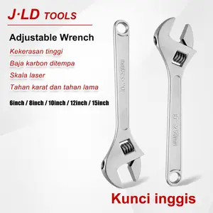 JLD Kunci Inggris Adjustable Wrench 6-15Inch Baja Karbon Ditempa Tahan Karat Skala Laser Kekerasan Tinggi