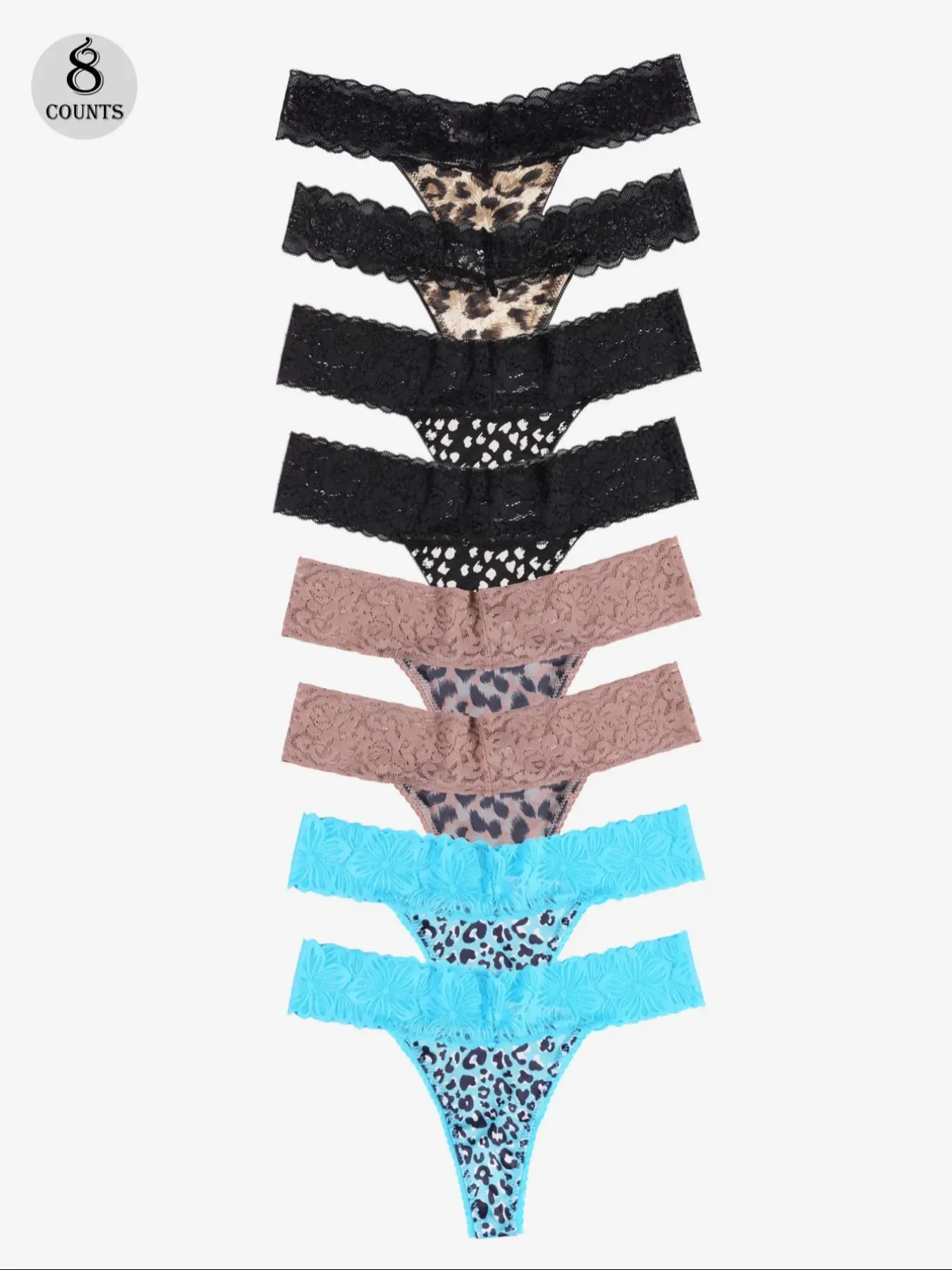 Women's Leopard Print Contrast Lace Trim Thong, Soft Comfy Breathable Panty for Daily Wear, Ladies Underwear for All Seasons