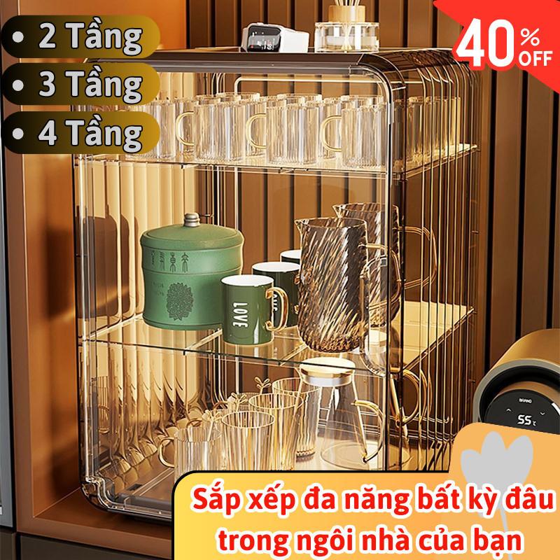 Tủ Nhựa Trong Suốt Đựng Ly Ấm Trà Bình Sữa Rượu Vang Chống Bụi Trang Trí Sắp Xếp Nhà Cửa