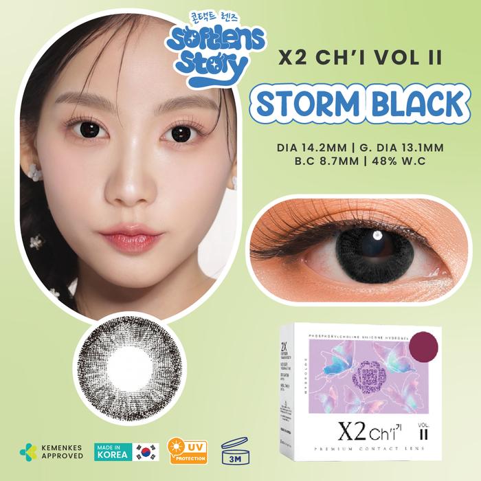 Gambar X2 CH'I Vol II Softlens Warna Bulanan Storm Black 14.2mm Color Lens Silicone Hydrogel - Ch'i Storm, Normal dari Softlens Story Kota Administrasi Jakarta Pusat Tokopedia