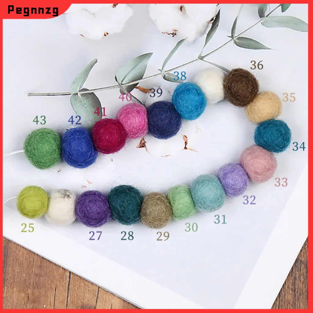Pegnnzg- Wool Felt Ball Wide Applications Solid Color Wool Felt Ball Earrings Headband Craft Poke Ball Home Supply Wide Applications