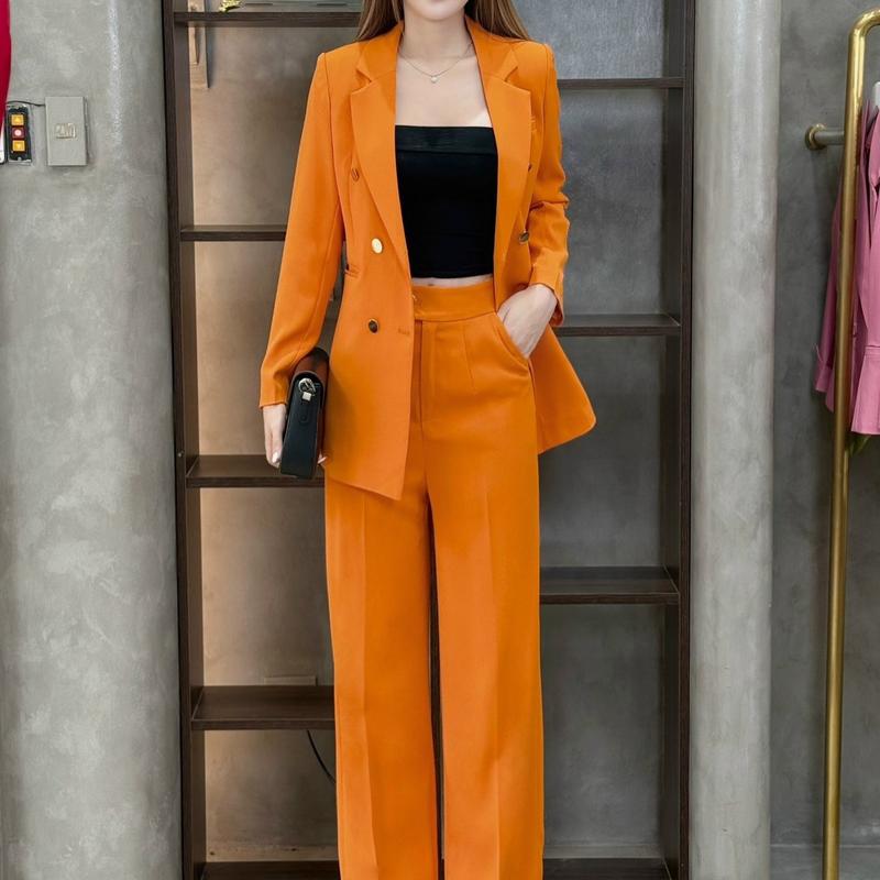 Bộ Vest Nữ 2 Món Áo Blazer Tay Dài 2 Lớp Quần Xuông Nhiều Màu PP291 0