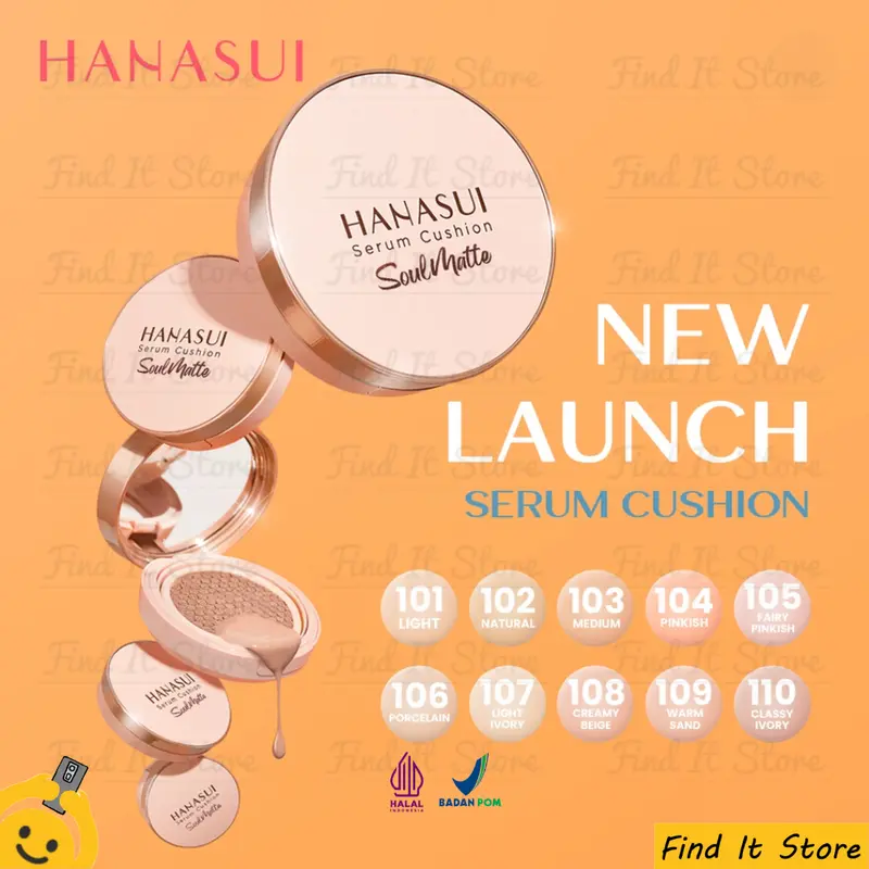 Hanasui Serum Cushion Soulmatte | Foundation | Matte Finish | Hybrid Makeup | BPOM HALAL Concealer Creamy Niacinamide Wajah Cosmetic Kosmetik Mencerahkan 1