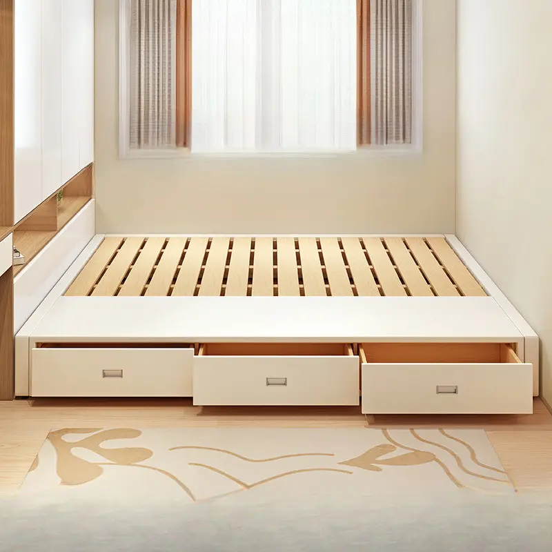 Solid Wood Tatami Bed Frame Without Headboard, Small-sized Bed Without Backrest, Storage Bed Of Any Size a43f