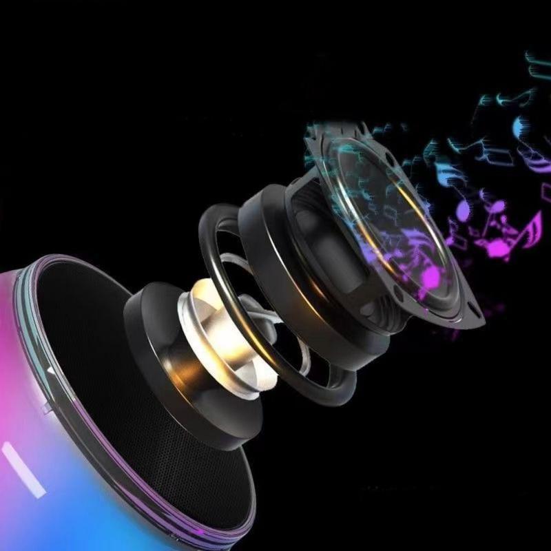 Product Introduction of RGB Night Light Audio Wireless Speaker 3D Stereo Sound Wireless Charger Multifunction Bluetooth Speaker ABS Mini 6