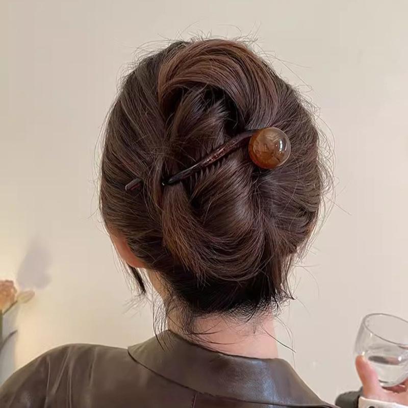 Vintage Aylhfo Inspired Acrylic Hair Clip with Marbled Design - Chic Coffee Color, One-Piece Comb Shape for Stylish Updos & Ponytails 1